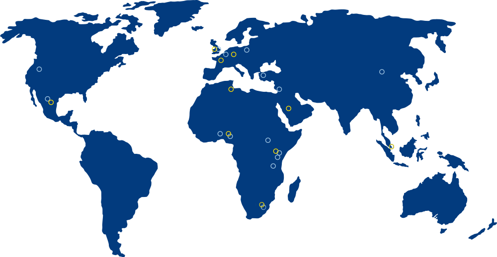 World map showing location of Lantern Comitas Team, and their Clients
