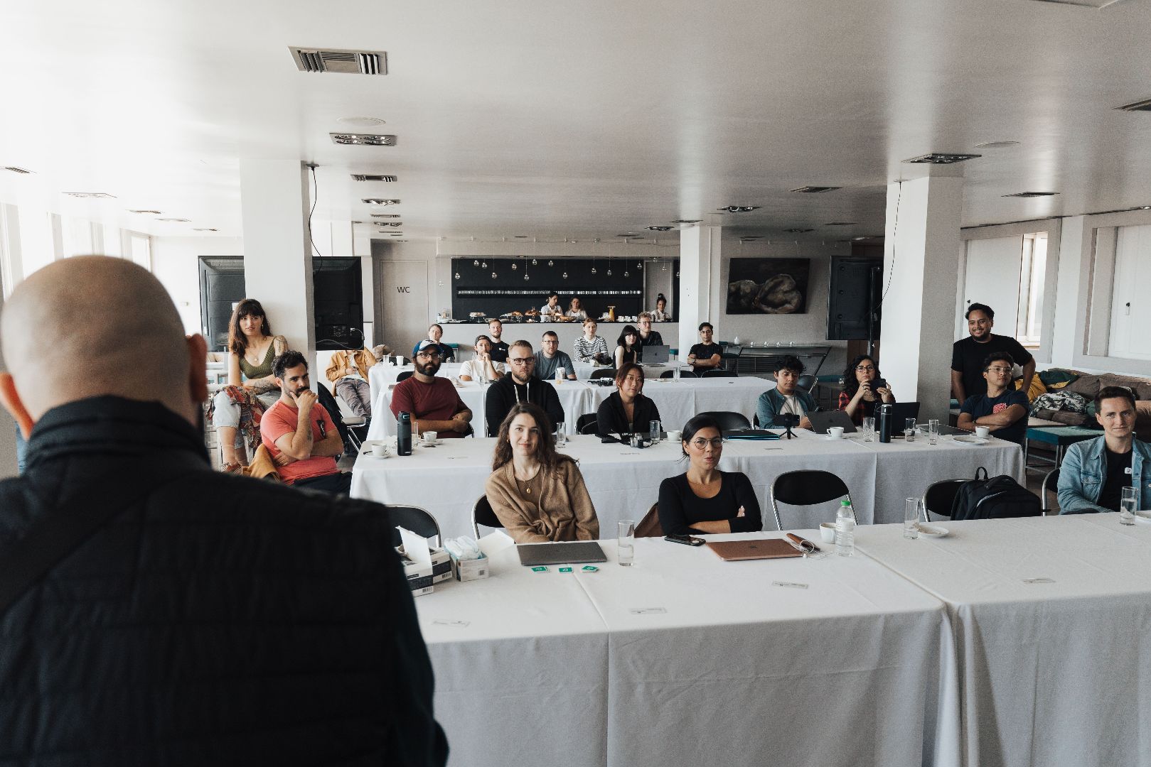 Executive presenting at a corporate briefing